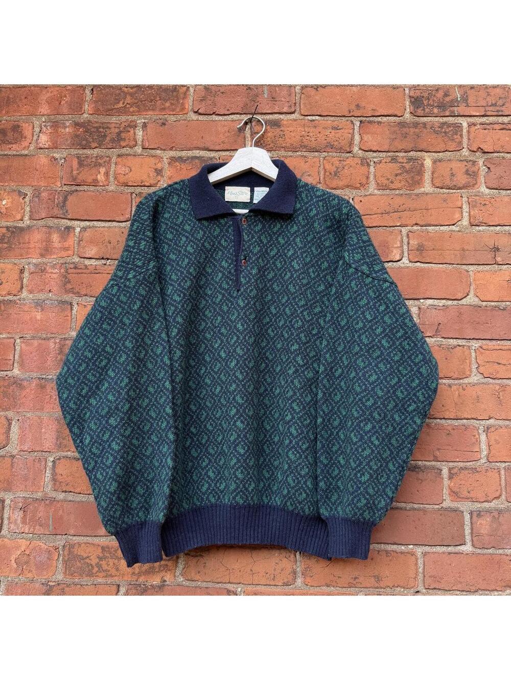 vintage mens store collared knit sweater 80s/90s L/XL
